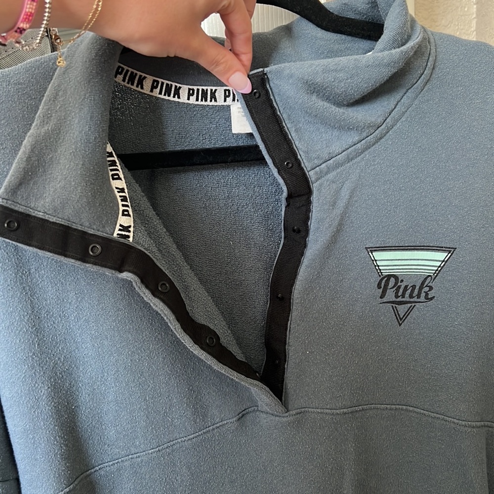 Pink Oversized Varsity Half-Button Sweatshirt - image 4